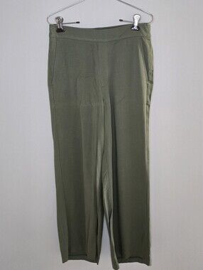 Old Navy Playa wide leg pants, olive green, elastic waistband, pockets, new